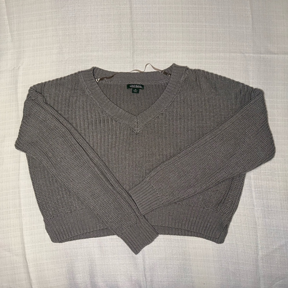 Wild Fable Cropped Knit Grey Sweater
